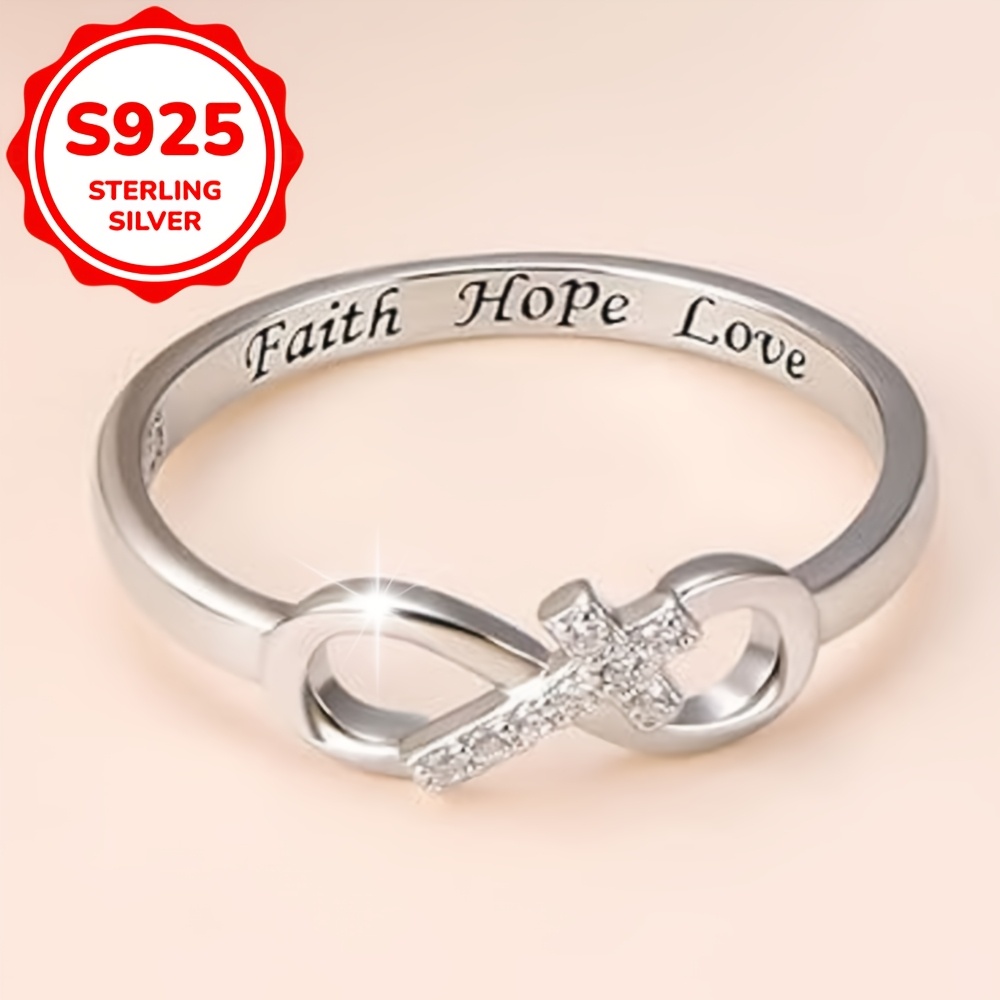 Women's S925 Sterling Silver Cross & Bowknot Fashion Ring